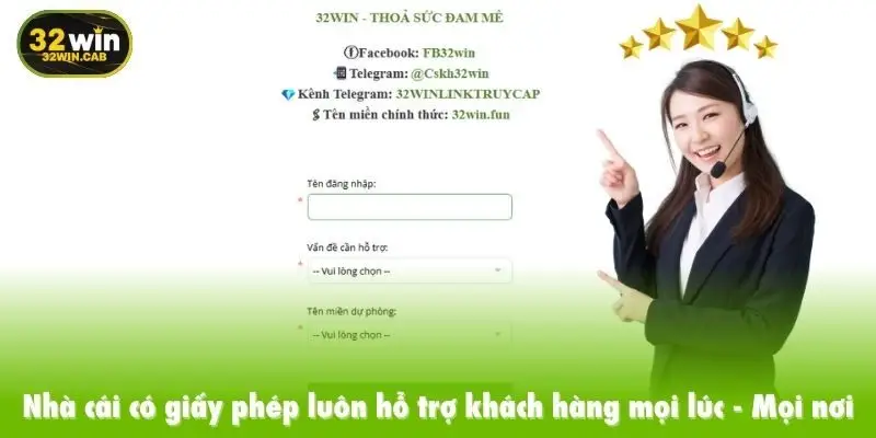 Nhà cái có giấy phép luôn hỗ trợ khách hàng mọi lúc, mọi nơi