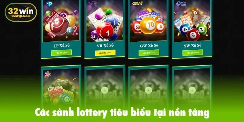 Các sảnh lottery tiêu biểu tại nền tảng